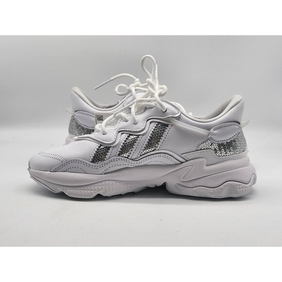 Adidas Ozweego Womens G55655 White Silver Sequins Running Shoes Size‎ 5 - Picture 3 of 9
